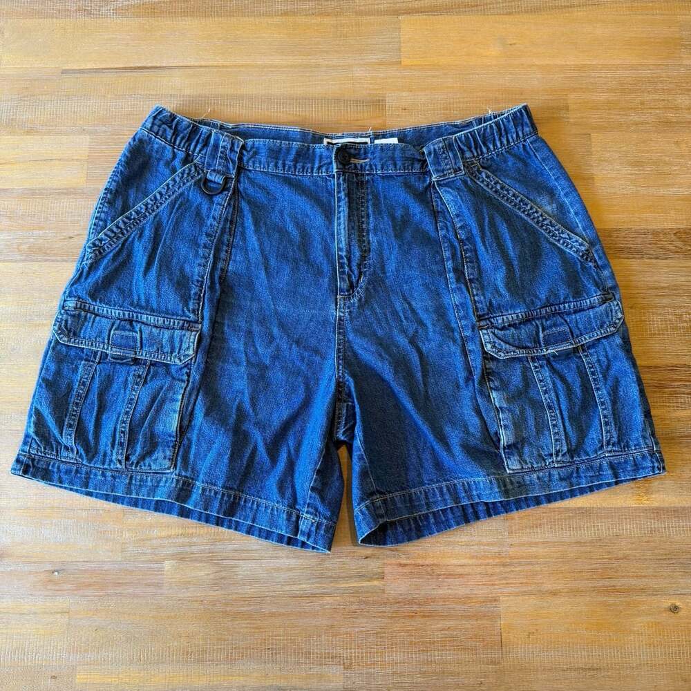Columbia Sportswear Denim Cargo Shorts Men Size XL Blue Y2K
